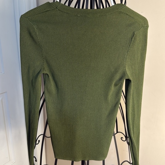 Zara Forest Green Ribbed Long Sleeve Top - Picture 4 of 5